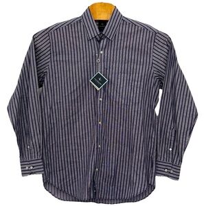 Tailorbyrd Men's NWT Striped Long Sleeve Button-Down Shirt ‎ Sz L
